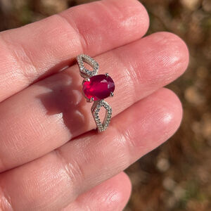NWT Natural Ruby 7.8X6mm with CZ Accents in 925 Sterling Silver Size 8